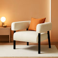 Beige Corduroy Barrel Chair Set Of 2 With Wood Legs-0