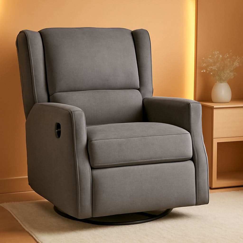 Omma Wingback Swivel Glider Recliner Dark Gray Upholstered-0