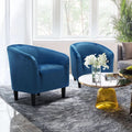 Pagoda Blue Velvet Club Chair With Curved Armrests-1