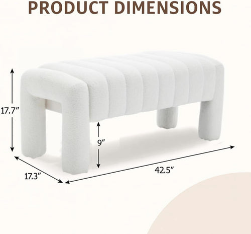 42.5 Inches Boucle Ottoman Bench Footrest Entryway-1