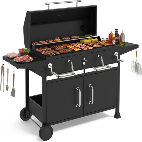 36 Inch Charcoal Fueled Industrial Grill Dual Zone Smoker-0