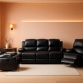 Bonded Leather Reclining Glider Sofa Set Black 3 Piece-0