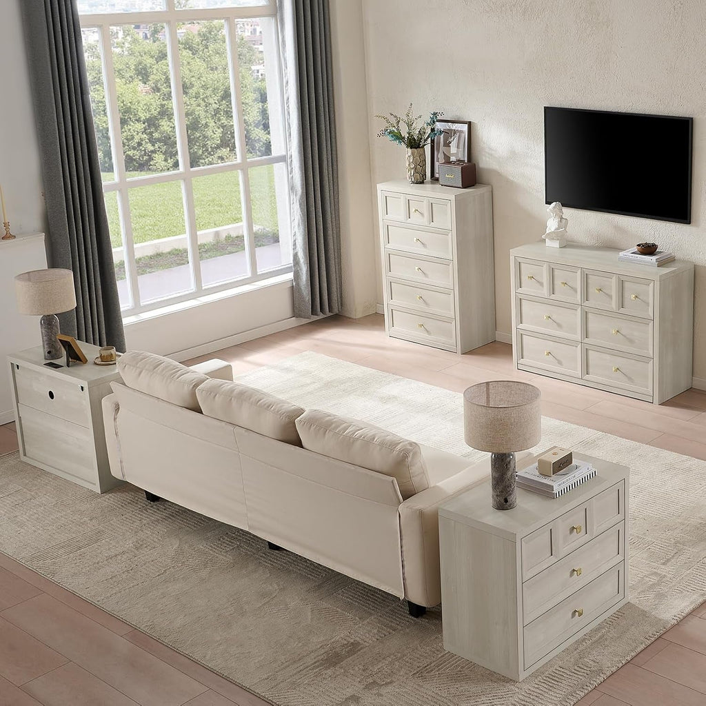 5 Drawer Dresser Grey White Modern Bedroom Storage-3
