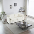White Chenille Two Seater Upholstered Cozy Loveseat-0