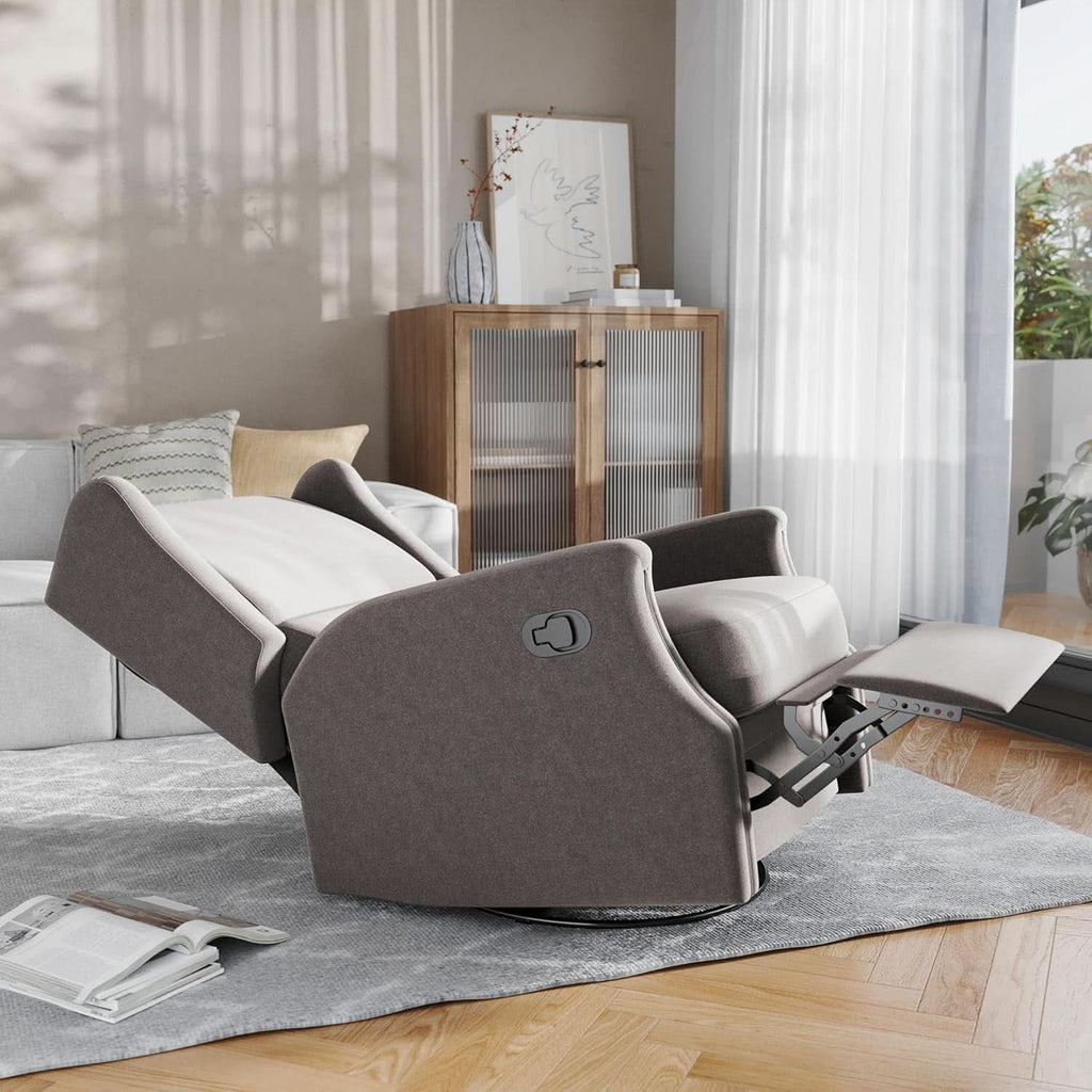 Omma Wingback Swivel Glider Recliner Dark Gray Upholstered-4