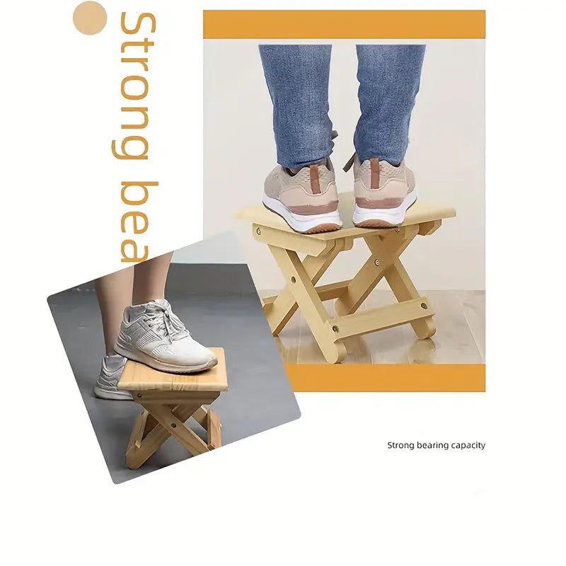 Portable Outdoor Solid Wood Folding Stool-2