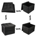 Black PU Leather Storage Ottoman: Folding Foot Stool with Thicker Foam-0