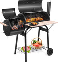 Charcoal Grill Offset Smoker 24x12 Stainless Wheels-0