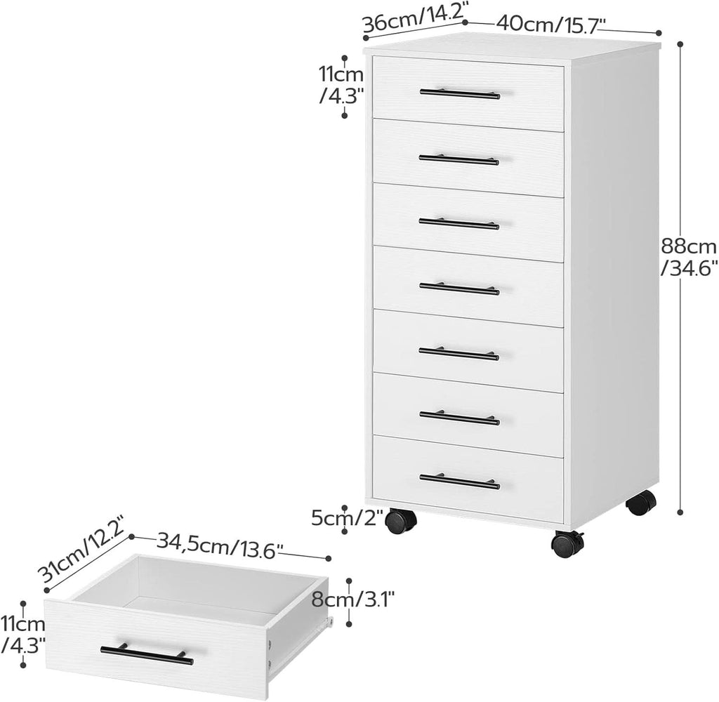 White 7 Drawer File Cabinet Storage For Home Office-2