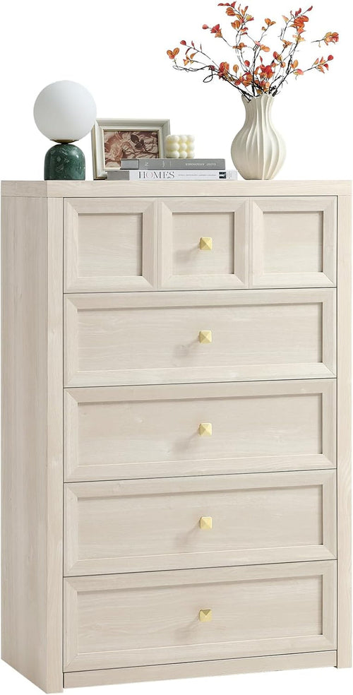 5 Drawer Dresser Grey White Modern Bedroom Storage-0