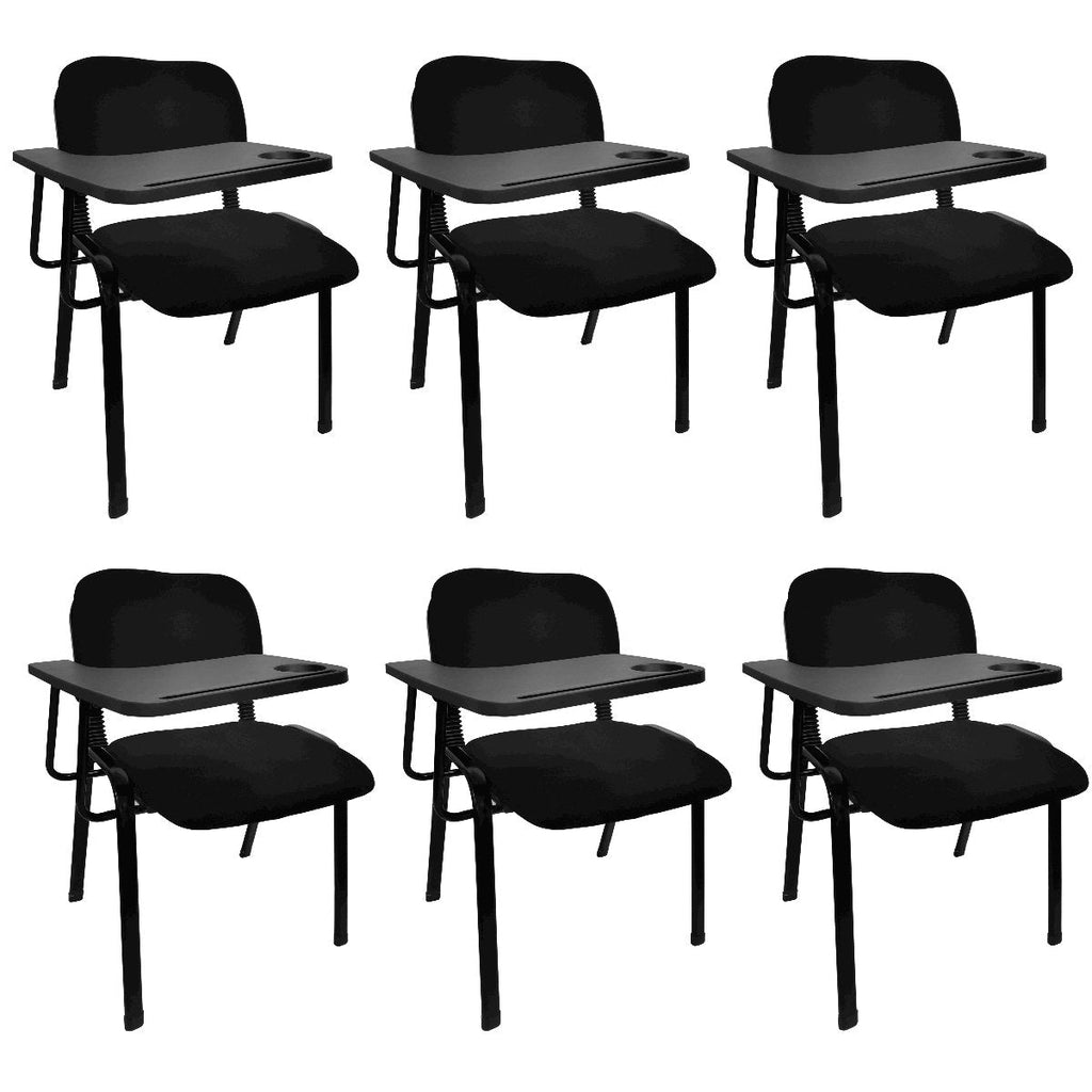 Lecture Chair with Table Top for Classroom Lecture Training Conference (Set of 6-Black)-0