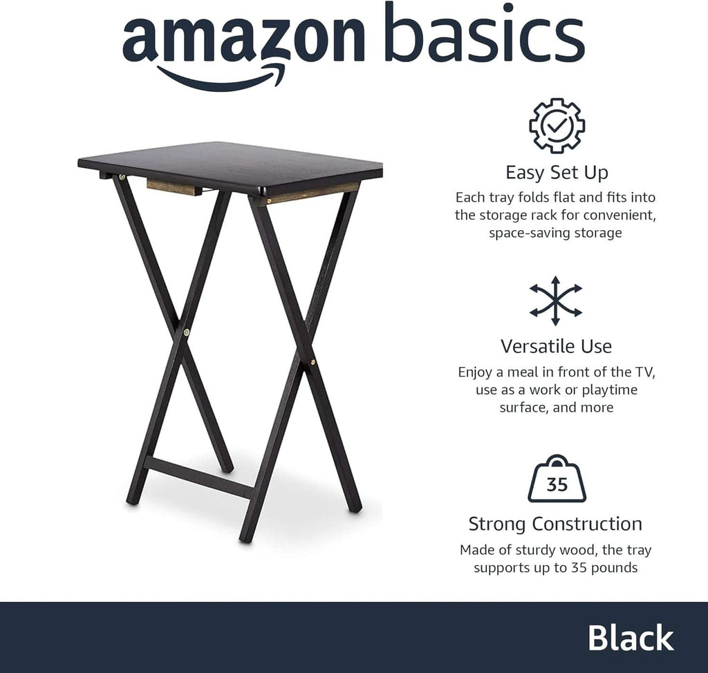 Foldable TV Dinner Tray Tables 4 Pack Black 15x19x26-1