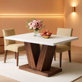 47 Inch White Oak Dining Table With Heavy Pedestal Base-0