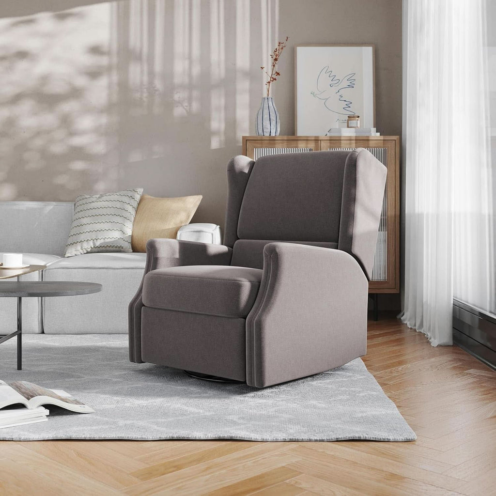 Omma Wingback Swivel Glider Recliner Dark Gray Upholstered-1