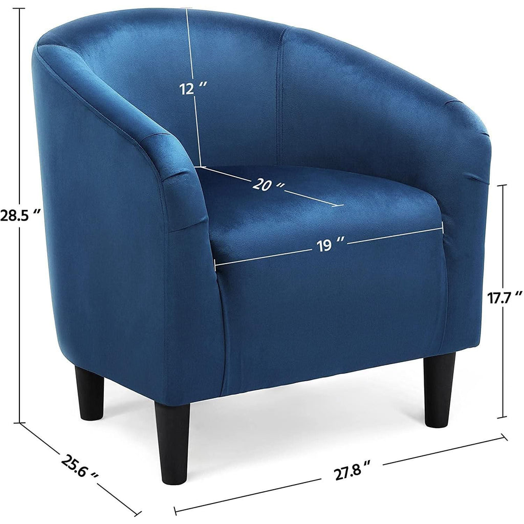 Pagoda Blue Velvet Club Chair With Curved Armrests-3