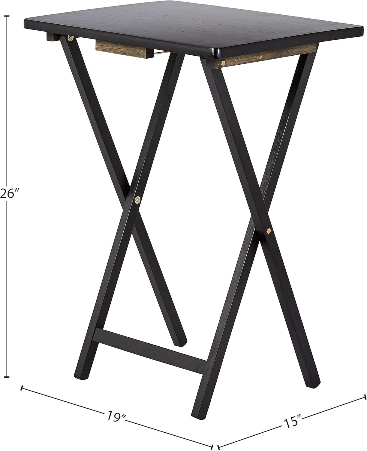 Foldable TV Dinner Tray Tables 4 Pack Black 15x19x26-4