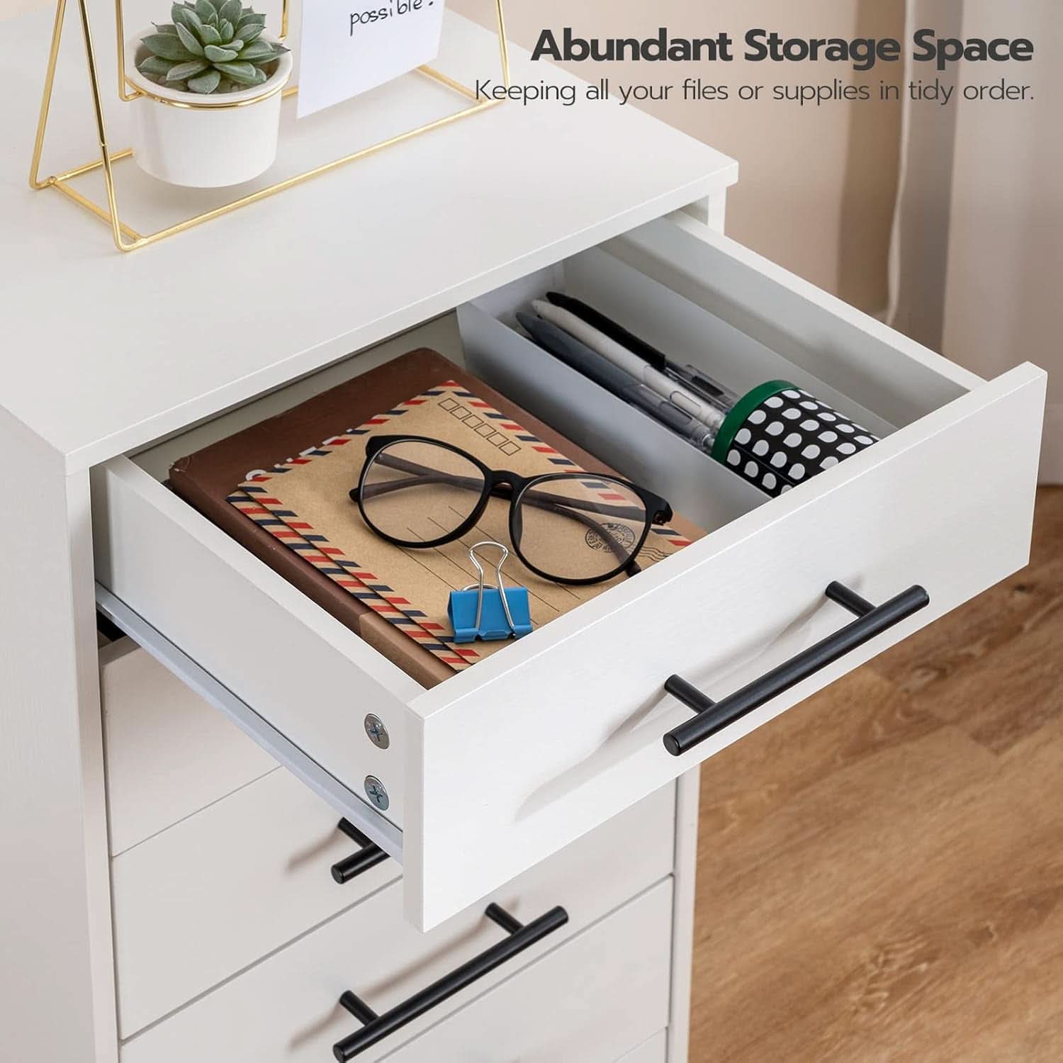 White 7 Drawer File Cabinet Storage For Home Office-4