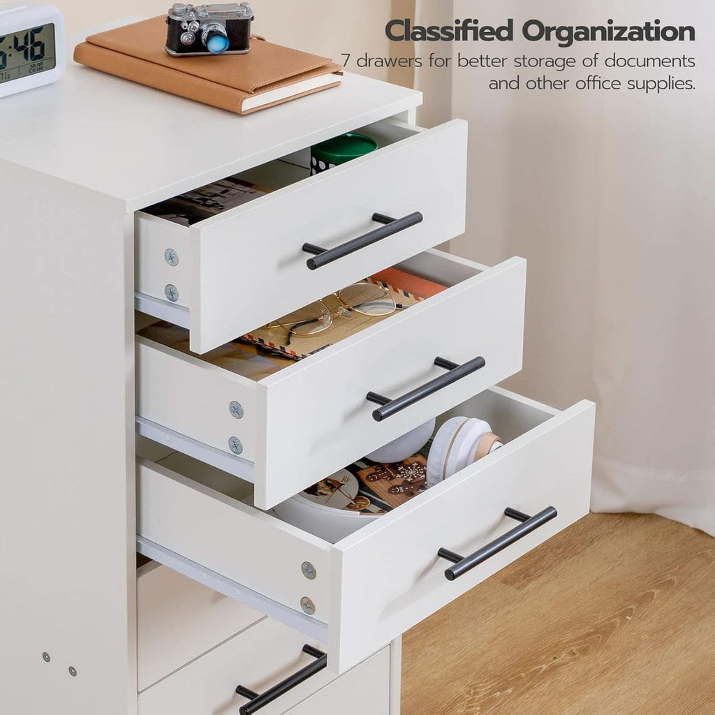 White 7 Drawer File Cabinet Storage For Home Office-3
