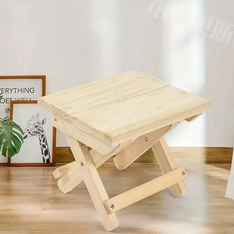 Portable Outdoor Solid Wood Folding Stool-1